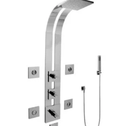 Graff Thermostatic Shower System With Metal Knob Handles, Rainshower Head, Hand Shower, Diverter And Bodysprays