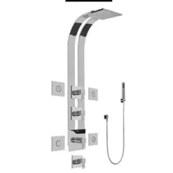 Graff Qubic Thermostatic Shower System With Metal Lever Handles, Rainshower Head, Hand Shower, Diverter And Bodysprays