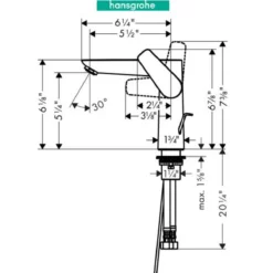 Hansgrohe Talis E 1.2 GPM Single Hole Bathroom Faucet With QuickClean, ComfortZone And EcoRight Technology - Includes Metal Pop-Up Drain Assembly (2) -Royal Sales Store HG 25.1 57431.1654201003