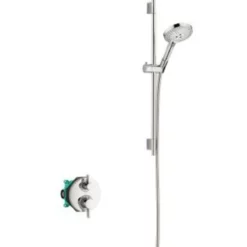 Hansgrohe Raindance S Thermostatic Shower System With Shower Head, Hand Shower, Shower Arm, Hose, And Valve Trim
