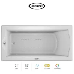 Jacuzzi 72" X 36" Fuzion Drop In Luxury Pure Air®; Bathtub With LCD Controls, Chromatherapy, Left Drain And Right Blower - Integrated Drain Assembly Included