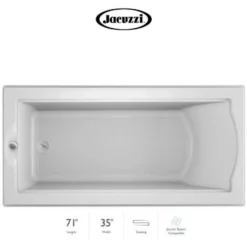 Jacuzzi 72" X 36" Fuzion Drop In Soaking Bathtub With Universal Drain - Integrated Drain Assembly Included
