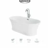 Jacuzzi Lyndsay 67" Free Standing Acrylic Soaking Tub With NW50827 Tub Filler Faucet, Center Drain, Drain Assembly And Overflow -Royal Sales Store Jacuzzi 18 39656.1652978755