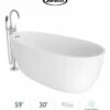 Jacuzzi Signature 60" Free Standing Acrylic Soaking Tub With Chrome Free Standing Tub Filler And Handshower, Reversible Drain, Drain Assembly And Overflow -Royal Sales Store Jacuzzi 19 82464.1652979368