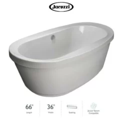 Jacuzzi Bravo 66" Soaking Freestanding Bathtub With Center Drain