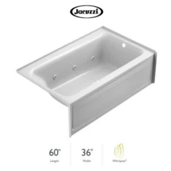 Jacuzzi Signature 59.88" Whirlpool Alcove Bathtub With Right Drain And Push Button Controls