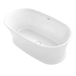 Kohler Memoirs 60" Free Standing Lithocast Gloss Cast Resin Soaking Tub With Center Drain, Drain Assembly And Overflow