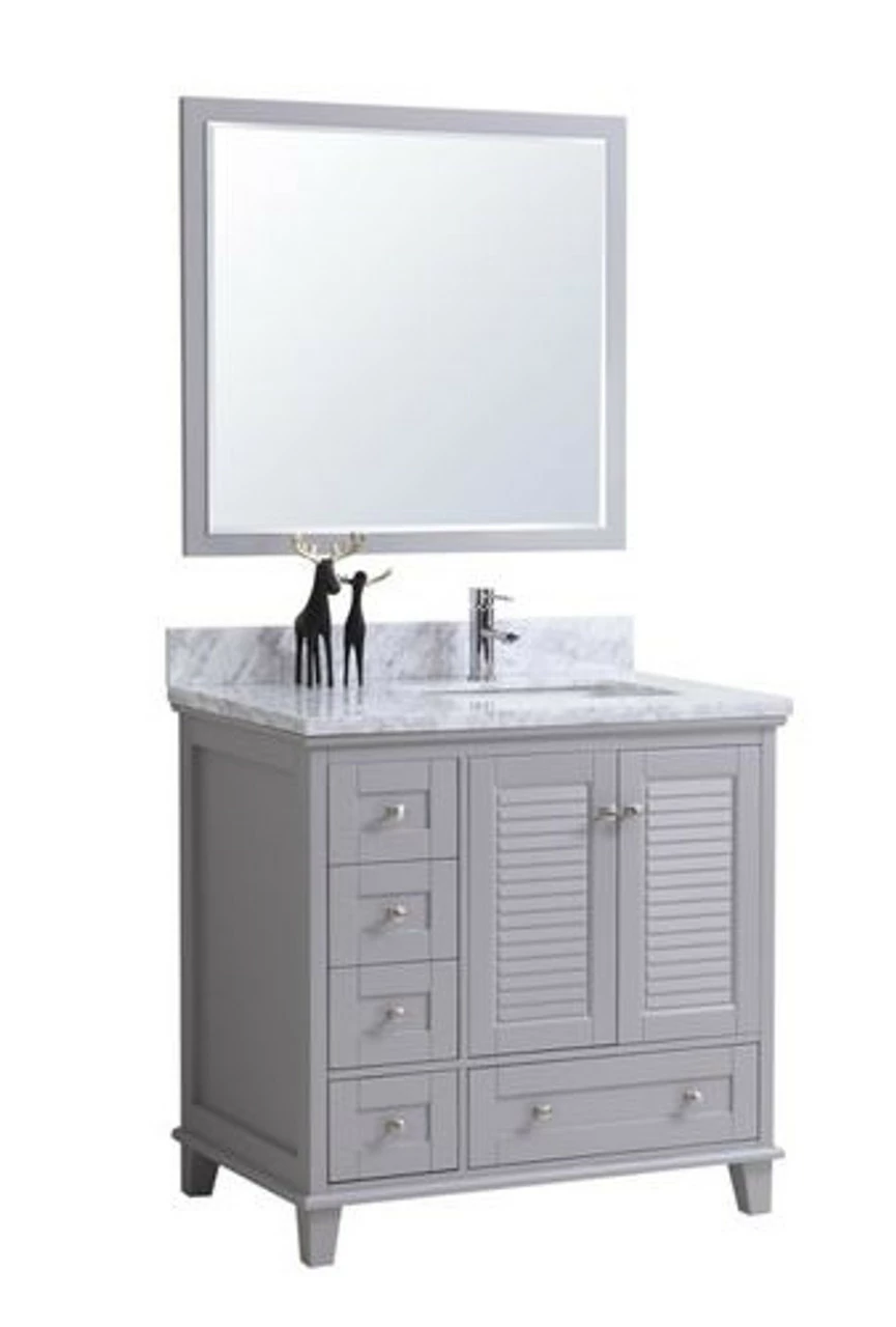 Royal Keyes 40 Inch Gray Offset Right Sink Bathroom Vanity 4 Royal Keyes 40 Inch Gray Offset Right Sink Bathroom Vanity - Image 2
