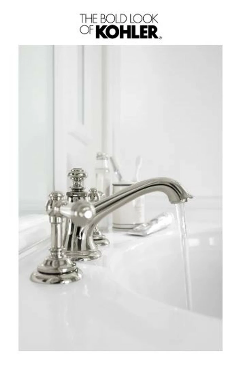Kohler Artifacts Widespread Bathroom Faucet With Lever Handles - Free Metal Pop-Up Drain Assembly With Purchase 4 Kohler Artifacts Widespread Bathroom Faucet With Lever Handles - Free Metal Pop-Up Drain Assembly With Purchase - Image 2