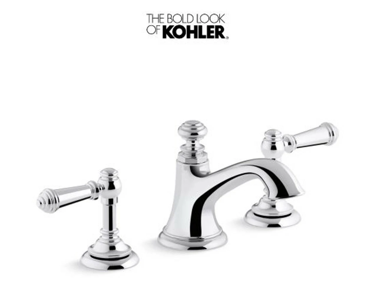Kohler Artifacts Widespread Bathroom Faucet With Lever Handles - Free Metal Pop-Up Drain Assembly With Purchase 3 Kohler Artifacts Widespread Bathroom Faucet With Lever Handles - Free Metal Pop-Up Drain Assembly With Purchase