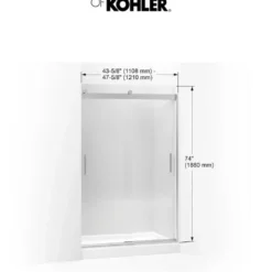 Kohler Levity 74" High X 47-5/8" Wide Bypass Semi Frameless Shower Door With Clear Glass -Royal Sales Store Kohler 1.7 06126.1653166134