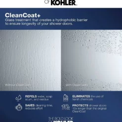 Kohler Levity 74" High X 47-5/8" Wide Bypass Semi Frameless Shower Door With Clear Glass -Royal Sales Store Kohler 1.9 24713.1653166134