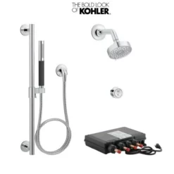 Kohler DTV Thermostatic Shower System With Shower Head, Shower Arm, Hand Shower, Hose, Slide Bar, Valve Trim, And Rough-In Valve