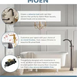 Moen Voss Floor Mounted Tub Filler With Riser And Built-In Diverter - Includes Hand Shower -Royal Sales Store MOEN 4.1 64676.1653405629