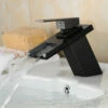 Square Single Hole Waterfall Faucet Oil Robbed Bronze 1 Square Single Hole Waterfall Faucet Oil Robbed Bronze -Royal Sales Store Oil rubbed Bronze Waterfall Modern Bathroom Sink Faucet Volvey Black waterfall basin mixer black glass water 67574 06362.1552188899