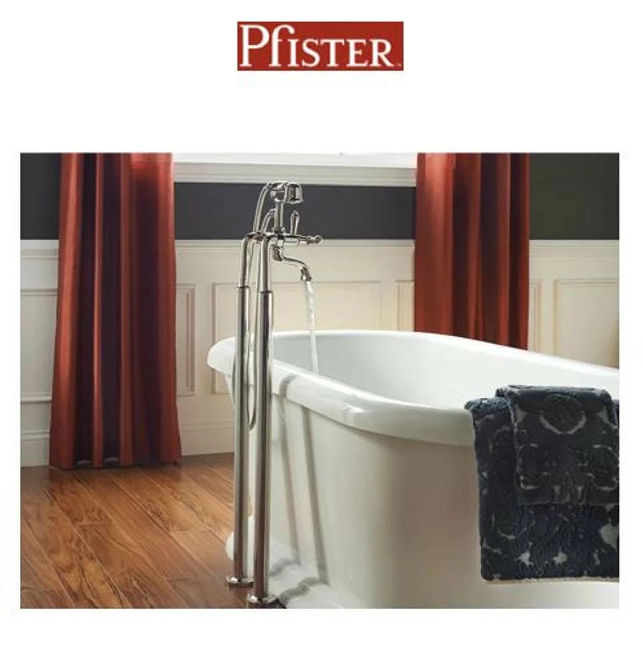 Pfister Freestanding Floor Mounted Tub Filler With Metal Lever Handles - Includes Personal Hand Shower 8 Pfister Freestanding Floor Mounted Tub Filler With Metal Lever Handles - Includes Personal Hand Shower - Image 6