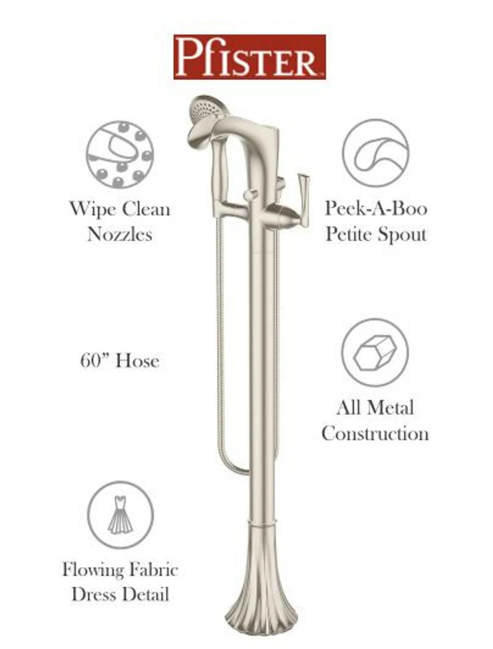 Pfister Rhen Free Standing Tub Filler - Includes Hand Shower 5 Pfister Rhen Free Standing Tub Filler - Includes Hand Shower - Image 3