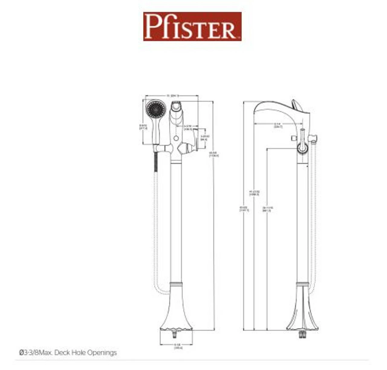 Pfister Rhen Free Standing Tub Filler - Includes Hand Shower 4 Pfister Rhen Free Standing Tub Filler - Includes Hand Shower - Image 2