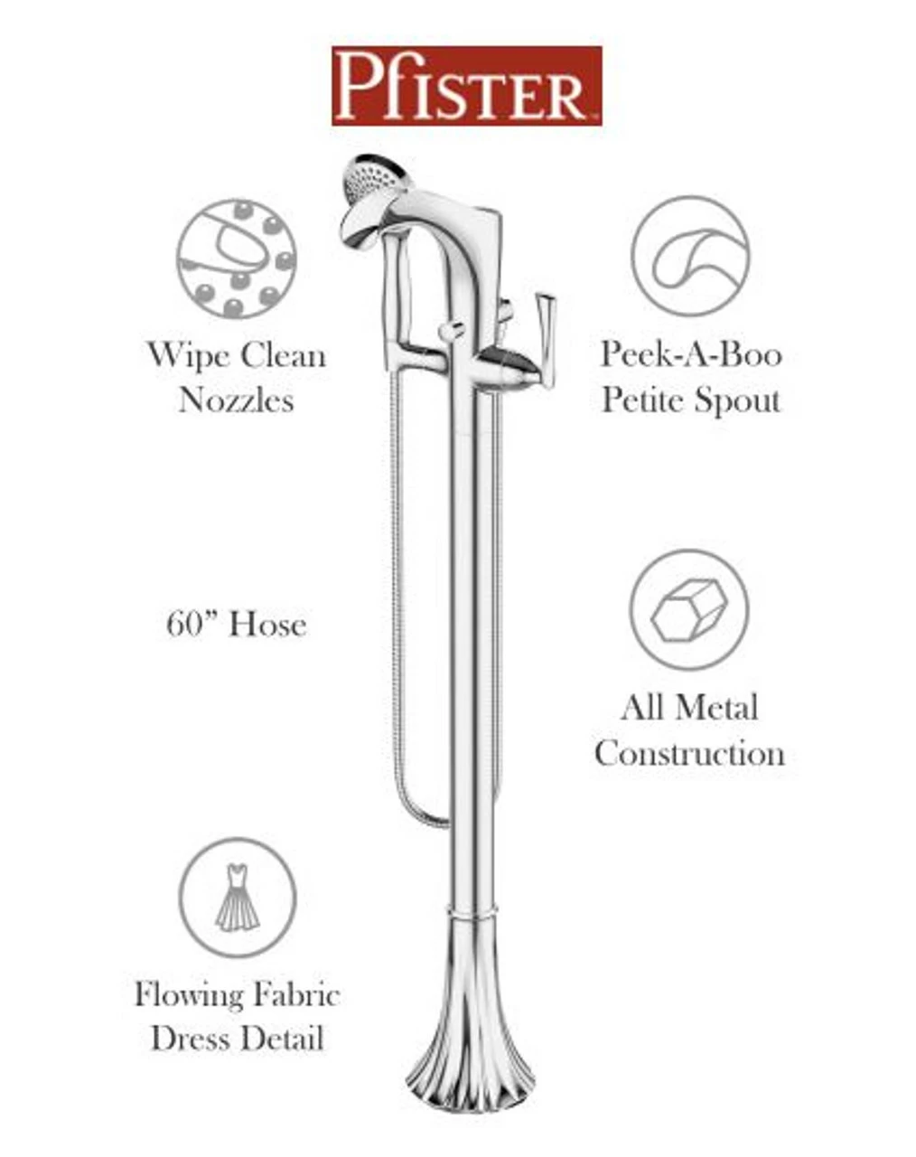 Pfister Rhen Free Standing Tub Filler - Includes Hand Shower 6 Pfister Rhen Free Standing Tub Filler - Includes Hand Shower - Image 4