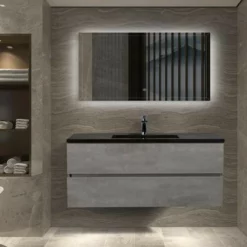 Royal Treviso 48" Grey / Black Top Wall Mounted Bathroom Vanity