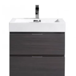 Royal Blizz 24 Inch Wall Mount Gray Oak Modern Bathroom Vanity
