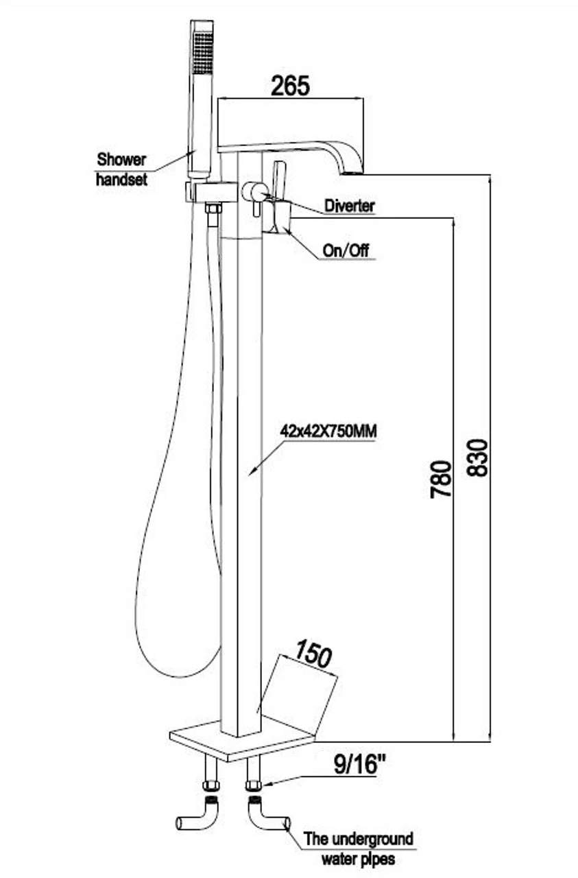 Royal Fall Freestanding Tub Faucet Brushed Nickel 4 Royal Fall Freestanding Tub Faucet Brushed Nickel - Image 2