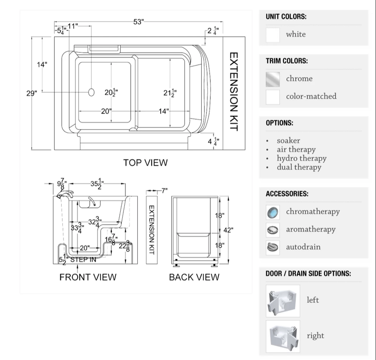 Wheelchair Access Bathtub 2953WCA Series 4 Wheelchair Access Bathtub 2953WCA Series - Image 2