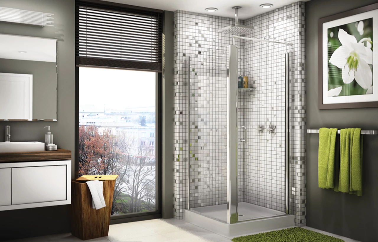 Fleurco | Sevilla Square 36" X 70"Semi-Frameless Corner Entry Sliding Shower Door, Chrome 3 Fleurco | Sevilla Square 36" X 70"Semi-Frameless Corner Entry Sliding Shower Door, Chrome