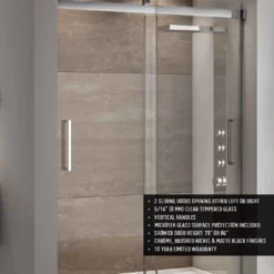 Fleurco | Mercury In-Line Frameless Sliding Doors BYPASS 48 Chrome