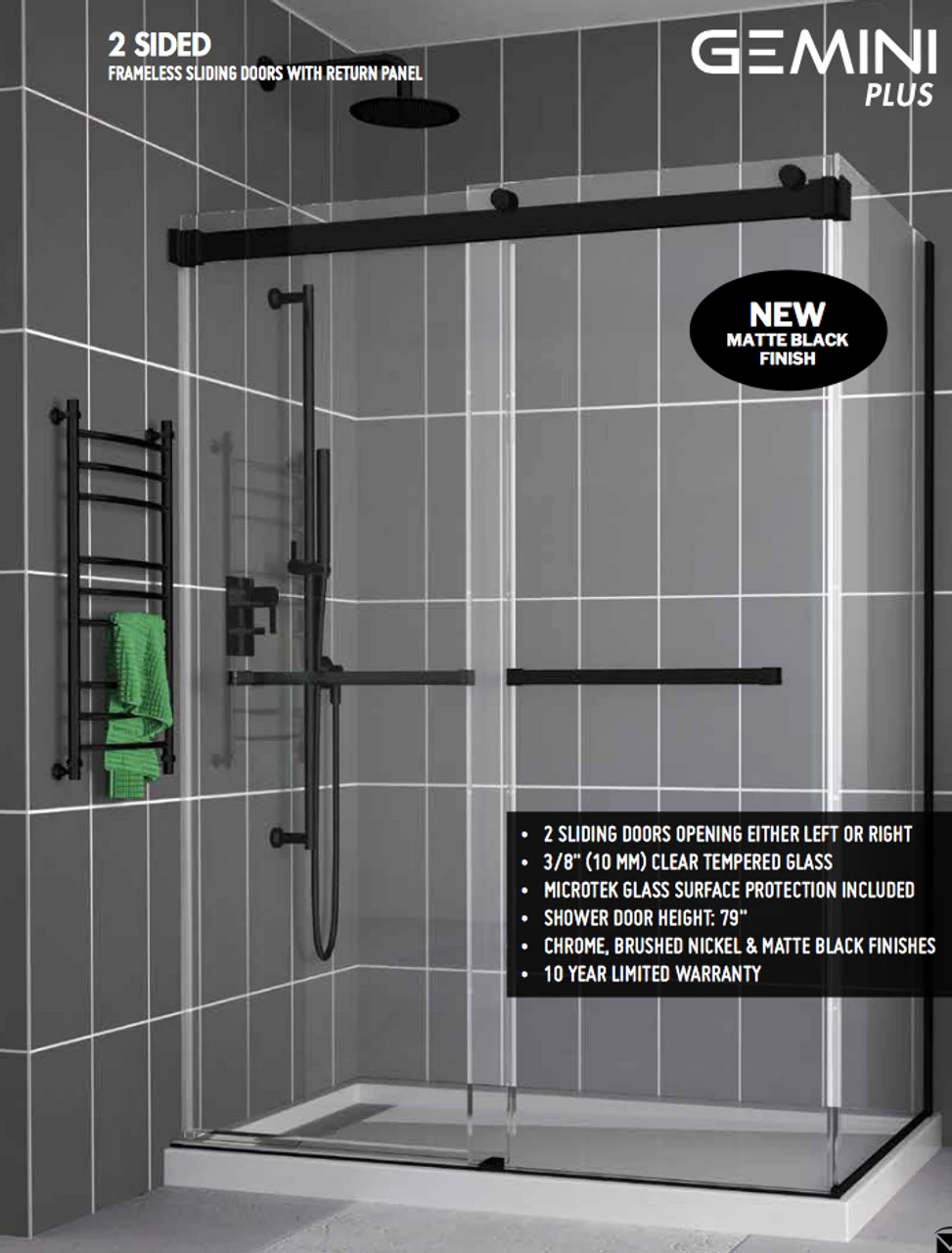 Fleurco | Gemini 60 Plus 2 Sided Frameless Sliding Doors With Return Panel M 3 Fleurco | Gemini 60 Plus 2 Sided Frameless Sliding Doors With Return Panel M