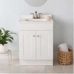 Royal 24-in White Single Sink Bathroom Vanity With White Cultured Marble Top