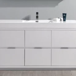 Royal Parma 60" Glossy White Free Standing Modern Bathroom Vanity Single Sink