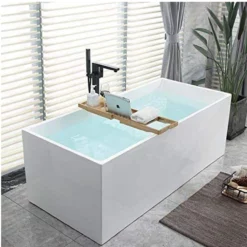 Jensen Freestanding White Acrylic Bathtub Modern Stand Alone Soaking Tub With UPC Certified Slotted Overflow And Pop-up Drain (67" X 32") -Royal Sales Store Screenshot 2023 03 30 084958 60038.1680180711