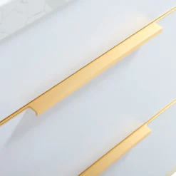 Royal Mercer 60 Inch Double Sink White Bathroom Vanity With Gold Trim***BLOWOUT SALE