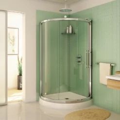 Fleurco | Sorrento 36 Sliding Curved Glass Door And Panel Chrome