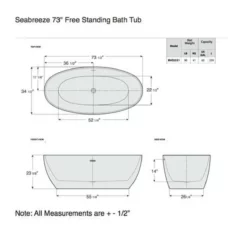 Royal Seabreeze 73" Freestanding Bath Tub 7 Royal Seabreeze 73" Freestanding Bath Tub -Royal Sales Store Spec sheet 58544.1659019709