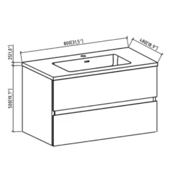 Pisa-Wall Mounted Bathroom Vanity With Black Quartz Integrated Top&Sink - 24 In -Royal Sales Store TONA 24 1.5 83613.1672430769