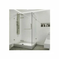 Vigo Monteray 79-1/4" High X 48" Wide X 32-3/8" Deep Hinged Frameless Shower Enclosure With 3/8" Glass - Shower Pan With Left Hand Drain