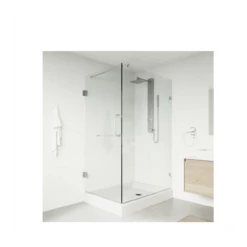 Vigo Pacifica 79-1/4" High X 48" Wide X 36-1/8" Deep Hinged Frameless Shower Enclosure With 3/8" Glass - Shower Pan With Right Hand Drain