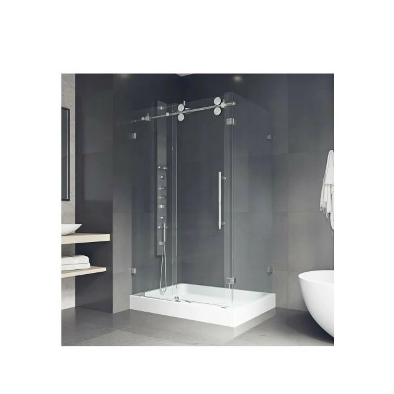 Vigo Winslow 79-7/8" High X 48-1/8" Wide X 36-1/8" Deep Sliding Frameless Shower Enclosure 3 Vigo Winslow 79-7/8" High X 48-1/8" Wide X 36-1/8" Deep Sliding Frameless Shower Enclosure