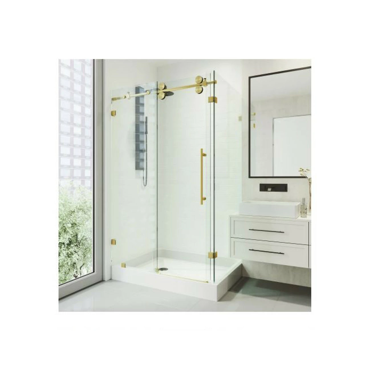 Vigo Winslow 79-7/8" High X 48-1/8" Wide X 36-1/8" Deep Sliding Frameless Shower Enclosure 5 Vigo Winslow 79-7/8" High X 48-1/8" Wide X 36-1/8" Deep Sliding Frameless Shower Enclosure - Image 3