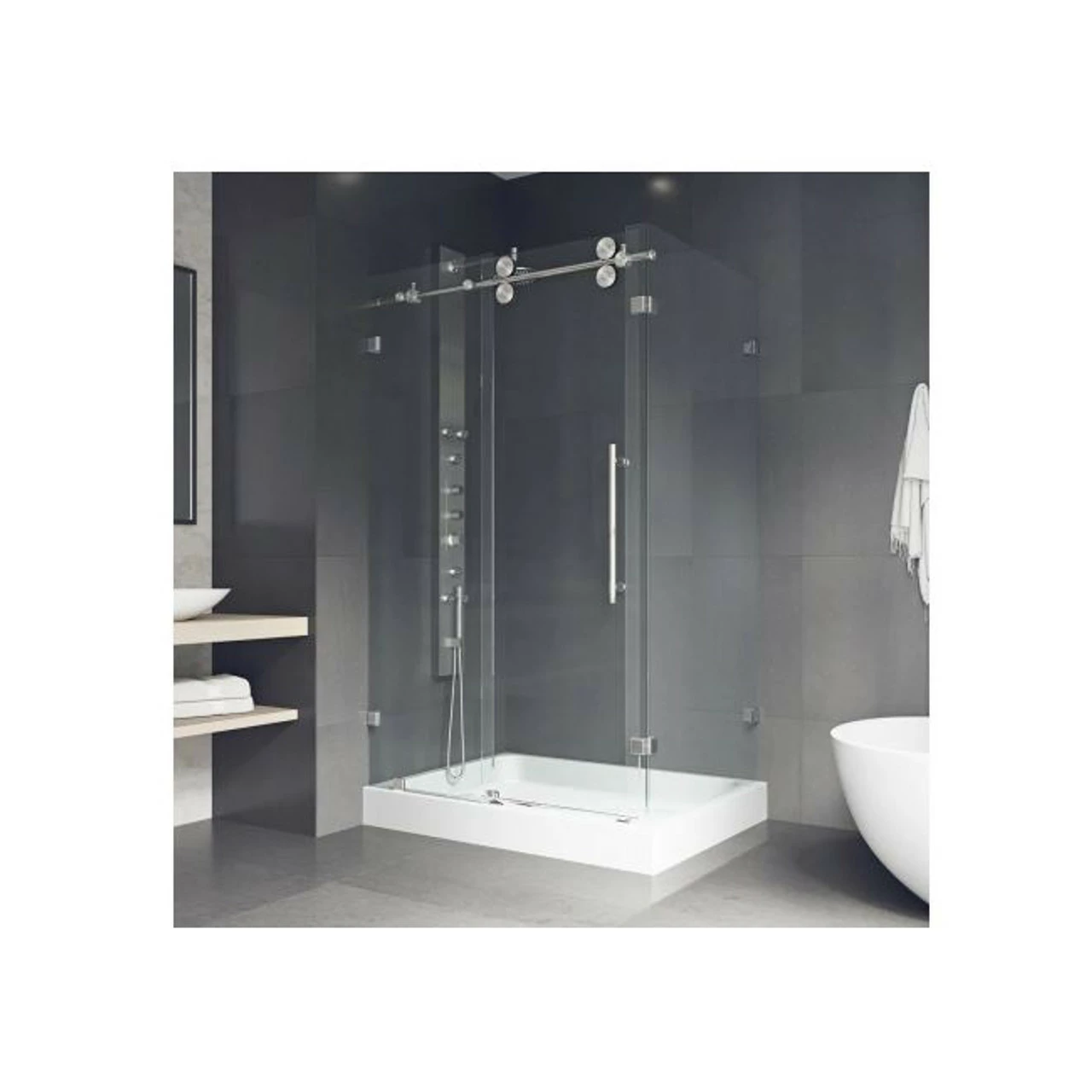 Vigo Winslow 79-7/8" High X 48-1/8" Wide X 36-1/8" Deep Sliding Frameless Shower Enclosure 6 Vigo Winslow 79-7/8" High X 48-1/8" Wide X 36-1/8" Deep Sliding Frameless Shower Enclosure - Image 4