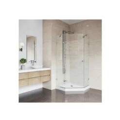 Vigo Verona 76-3/4" High X 40" Wide X 40-1/4" Deep Hinged Frameless Shower Enclosure With 3/8" Glass - Low Profile Shower Pan Included