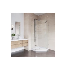 Vigo Verona 76-3/4" High X 42" Wide X 42-1/8" Deep Hinged Frameless Shower Enclosure With 3/8" Glass - Low Profile Shower Pan Included