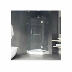 Vigo Piedmont 76-3/4" High X 38" Wide X 38-1/8" Deep Hinged Frameless Shower Enclosure With 3/8" Glass - Shower Pan Included