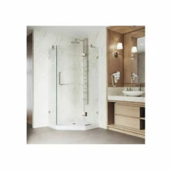 Vigo Piedmont 76-3/4" High X 40" Wide X 40-1/4" Deep Hinged Frameless Shower Enclosure With 3/8" Glass - Low Profile Shower Pan Included