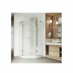 Vigo Gemini 76-3/4" High X 42" Wide X 42-1/8" Deep Hinged Frameless Shower Enclosure With 3/8" Glass - Low Profile Shower Pan Included
