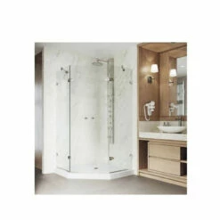 Vigo Gemini 76-3/4" High X 47" Wide X 47-5/8" Deep Hinged Frameless Shower Enclosure With 3/8" Glass - Low Profile Shower Pan Included