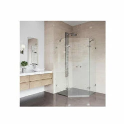 Vigo Gemini 73-3/8" High X 47" Wide X 45-5/8" Deep Hinged Frameless Shower Enclosure With 3/8" Glass