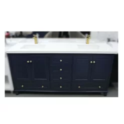 Royal Keys 72" Solid Wood Double Sink Bathroom Vanity With Quartz Top